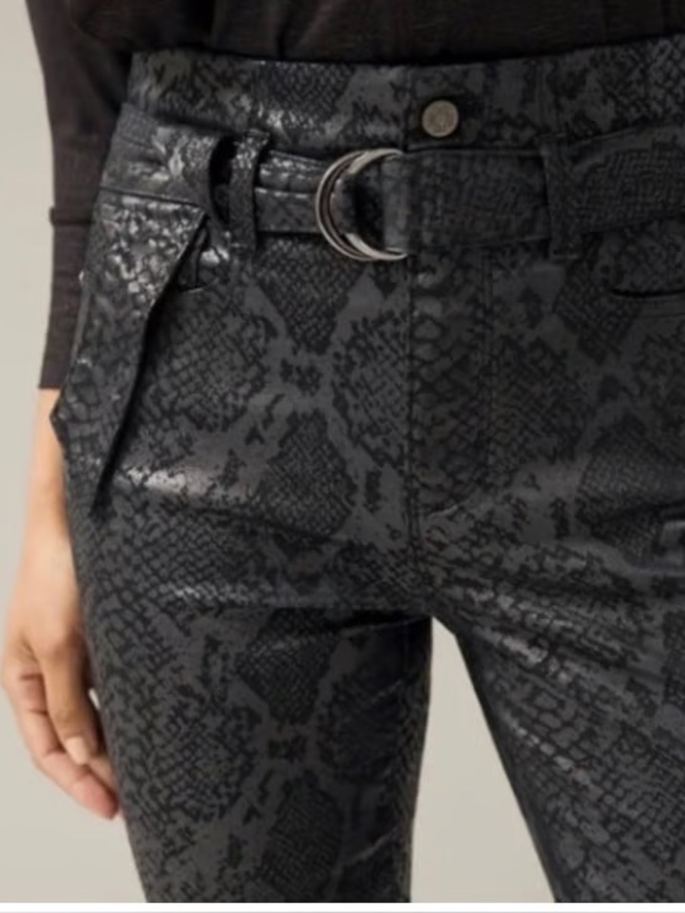 White House Black Market Black Snake-Print Extra High Rise Slim Ankle Pants s8